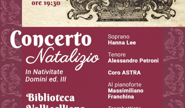 Locandina Concerto natalizio con stampa antica che ritrae la Natività