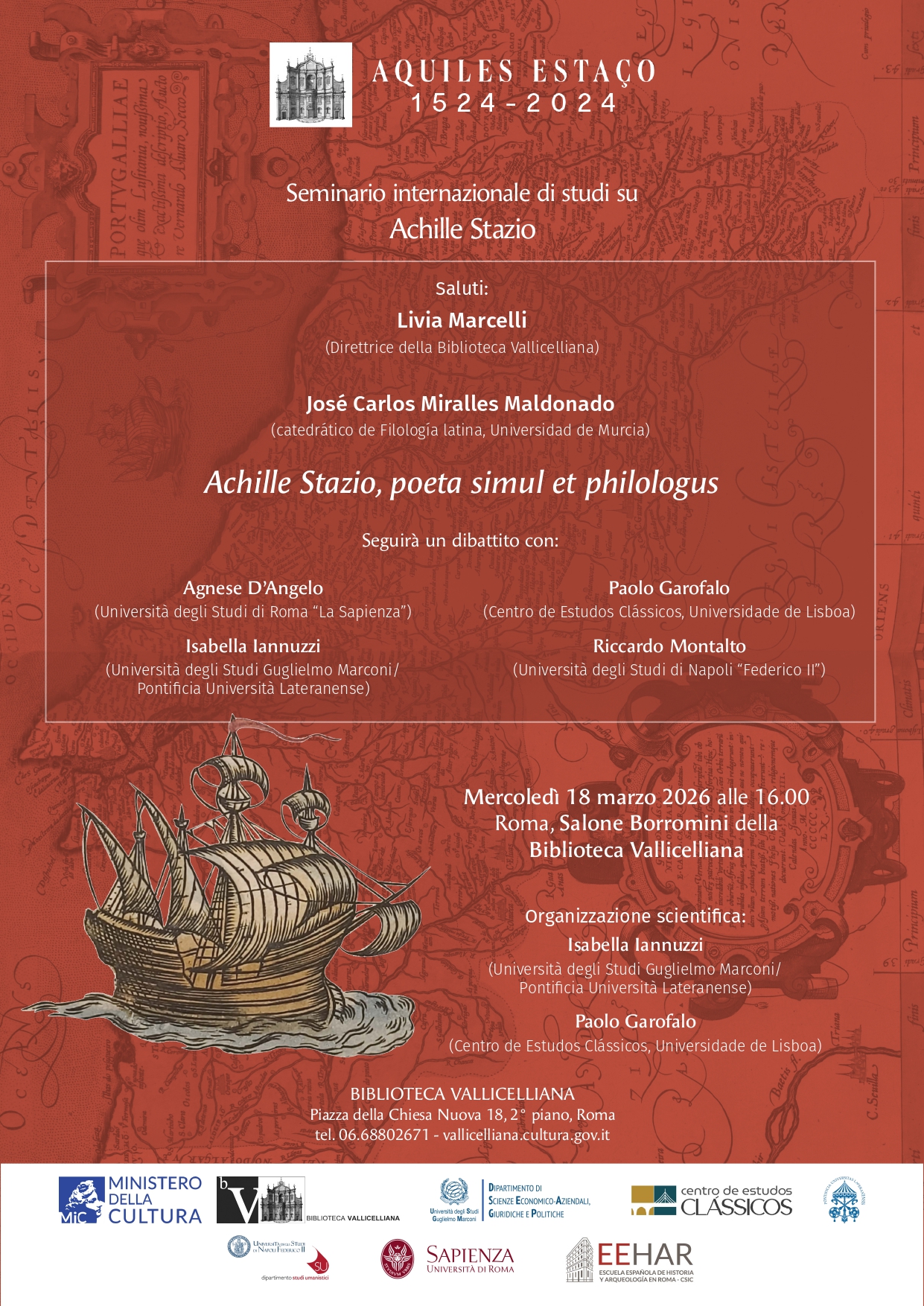 Locandina con programma del seminario su Stazio