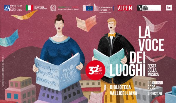 Locandina Festa della musica 2026 con rappresentati una donna e un uomo che cantano