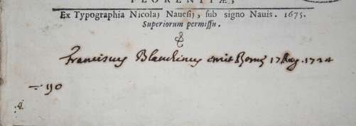Dettaglio nota di possesso Francesco Bianchini